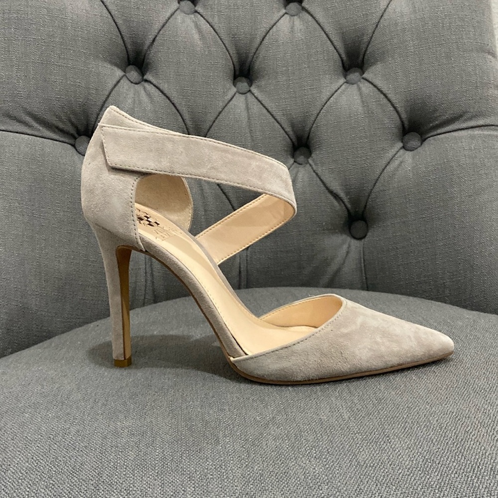 Vince Camuto Tan Carlotte Suede Heels